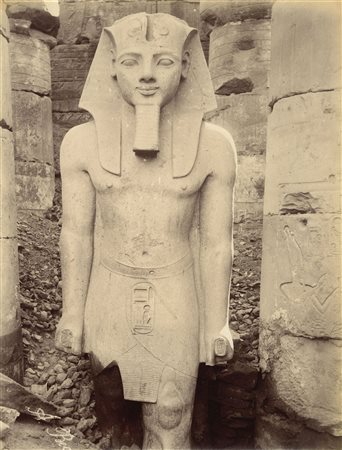 Antonio Beato (1825 - 1905)  - Luxor, Statue de Ramses, 1870s