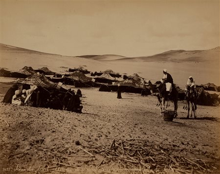 Félix Bonfils (1831 - 1885)  - Scène du desert: Arrivée de chameliers à un campement de tribu, 1880s