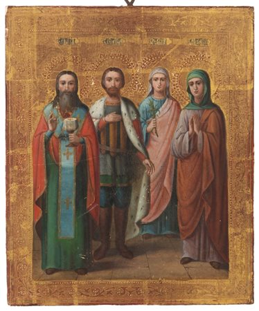  Icona russa con quattro santi  - seconda metà del XIX secolo