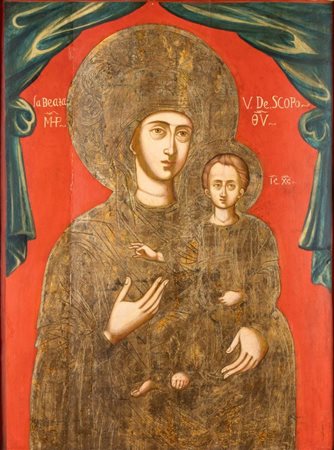  Importante Icona raffigurante la Vergine Skopiotissa (o Vergine del Monte Skopos)  - XVIII secolo