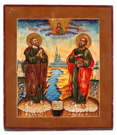  Icona russa raffigurante i Santi Apostoli Pietro e Paolo - fine XIX secolo (circa 1880–1900)