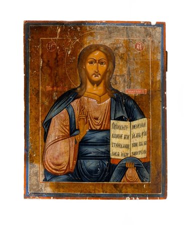  Icona russa raffigurante Cristo Pantocratore - XIX secolo
