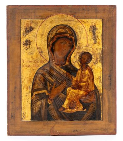  Icona russa raffigurante la Madre di Dio di Tichvin  - fine XIX secolo 