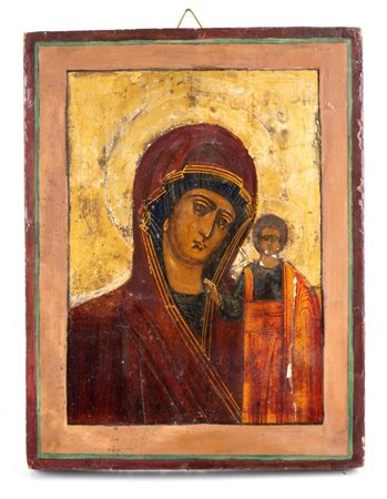  Icona russa raffigurante la Madre di Dio di Kazan  - XIX secolo