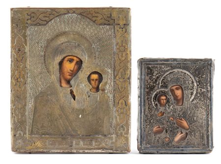 PYOTR ABRASIMOV
()
 Coppia di icone mariane russe con riza - fine XIX secolo