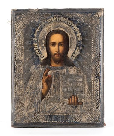 NIK. FED. STRULEV
()
 Icona russa raffigurante il Cristo Pantocratore con riza in argento - Mosca, 1886