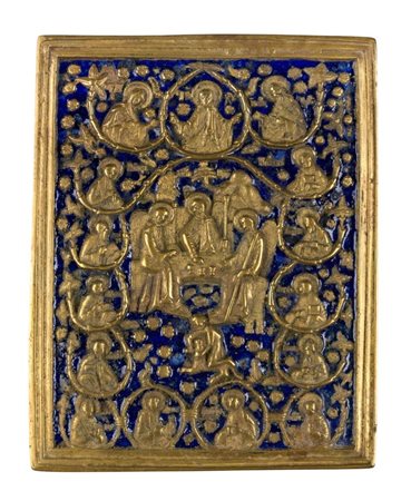  Icona da viaggio raffigurante l'allegoria della Trinità - XIX secolo 