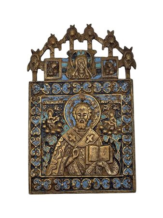  Icona da viaggio raffigurante San Nicola di Mira  - XIX secolo