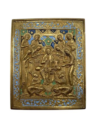  Icona da viaggio raffigurante la Deesis allargata - XIX secolo
