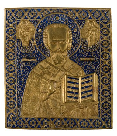  Icona da viaggio raffigurante San Nicola di Mira - XIX secolo 
