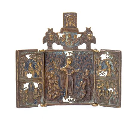  Trittico da viaggio raffigurante la Madre della Consolazione - XIX secolo 
