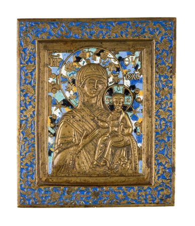  Icona da viaggio raffigurante la Madonna di Smolensk - XIX secolo 