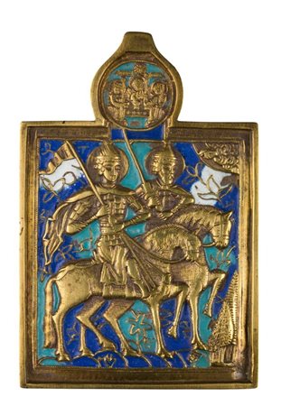  Icona da viaggio raffigurante i SS. Boris e Gleb - XIX secolo 