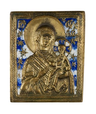  Icona da viaggio raffigurante la Madonna di Smolensk - XIX secolo 