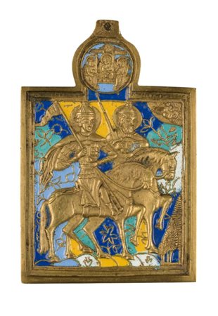  Icona da viaggio raffigurante i SS. Boris e Gleb - XIX secolo 