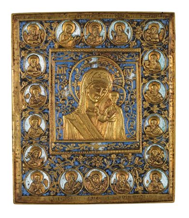  Icona da viaggio raffigurante la Madonna di Kazan - XIX secolo 