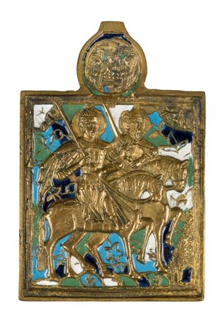  Icona da viaggio raffigurante i SS. Boris e Gleb - XIX secolo 