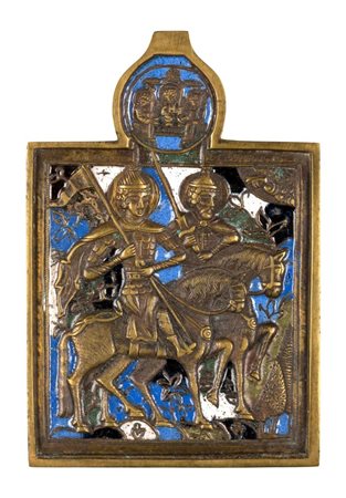  Icona da viaggio raffigurante i SS. Boris e Gleb - XIX secolo 