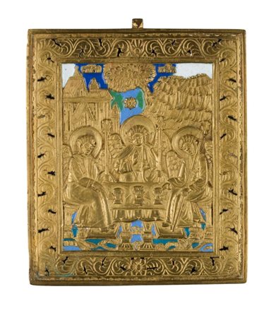  Icona da viaggio raffigurante l'allegoria della Trinità - XIX secolo 