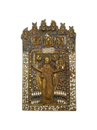  Icona da viaggio raffigurante San Nicola di Mozajsk - XIX secolo 