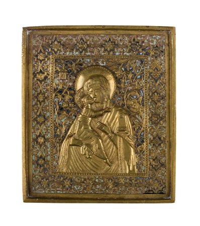  Icona da viaggio raffigurante la Vergine Eleousa - XIX secolo 