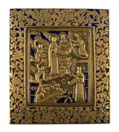  Icona da viaggio raffigurante la Madonna Bogolubskaja - XIX secolo 