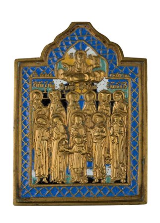 Icona da viaggio raffigurante i santi Quirico e Giulitta - Inizio XX secolo 