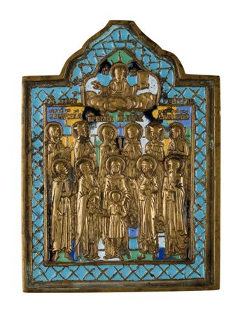  Icona da viaggio raffigurante i santi Quirico e Giulitta - Inizio XX secolo 