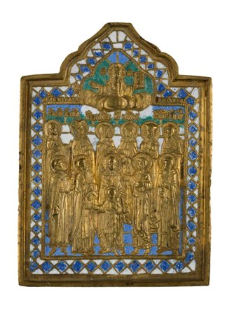  Icona da viaggio raffigurante i santi Quirico e Giulitta - Inizio XX secolo 