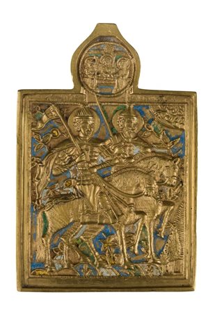  Icona da viaggio raffigurante i SS. Boris e Gleb - XIX secolo 