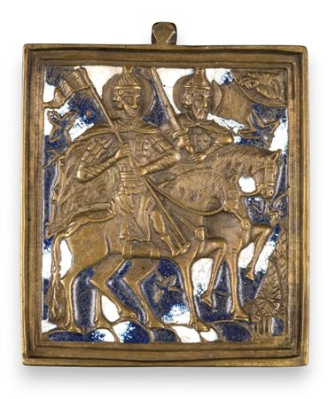 Icona da viaggio raffigurante i SS. Boris e Gleb - XIX secolo 