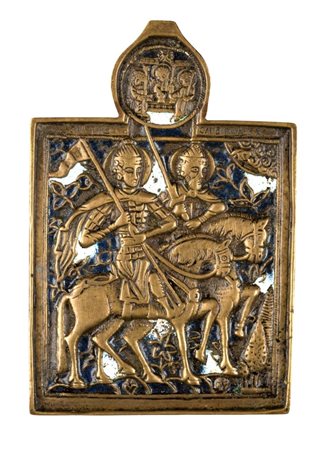  Icona da viaggio raffigurante i SS. Boris e Gleb - XIX secolo 