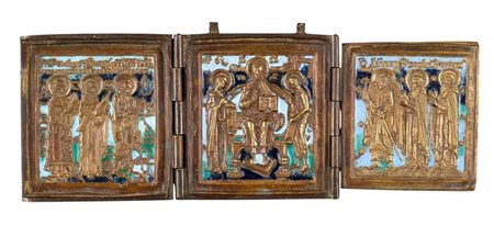  Trittico da viaggio raffigurante la Deesis allargata - XIX secolo 