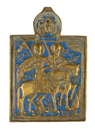  Icona da viaggio raffigurante i SS. Boris e Gleb - XIX secolo 
