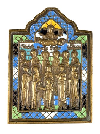  Icona da viaggio raffigurante i santi Quirico e Giulitta - Inizio XX secolo 