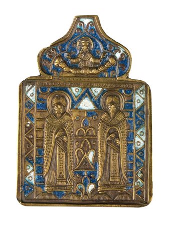  Icona da viaggio raffigurante Due Santi - XVIII secolo