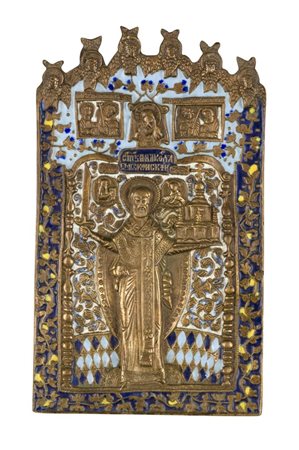  Icona da viaggio raffigurante San Nicola di Mozajsk - XIX secolo 