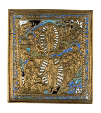  Icona da viaggio raffigurante il Ciclo Pasquale (Anastasis e Risurrezione dal Sepolcro) - XIX secolo