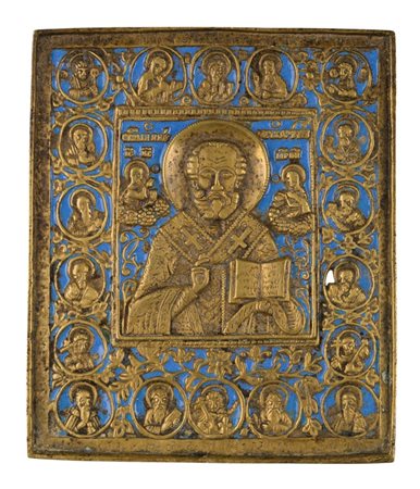  Icona da viaggio raffigurante San Nicola di Mira - XIX secolo 