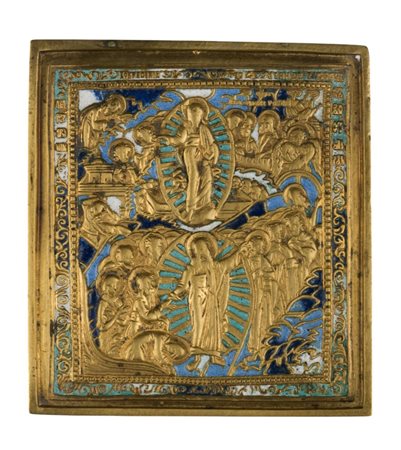  Icona da viaggio raffigurante il Ciclo Pasquale (Anastasis e Risurrezione dal Sepolcro) - XIX secolo 
