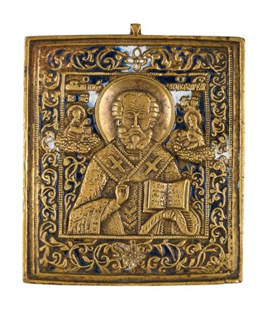  Icona da viaggio raffigurante San Nicola di Mira - XIX secolo 