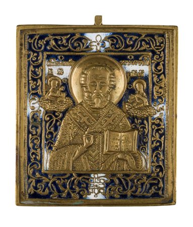  Icona da viaggio raffigurante San Nicola di Mira - XIX secolo 
