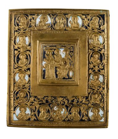 Icona da viaggio raffigurante i santi Quirico e Giulitta - XIX secolo 