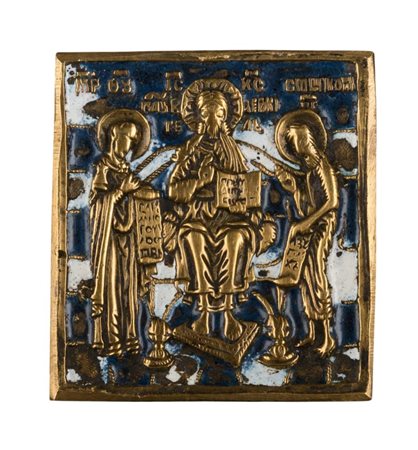  Piccola icona da viaggio raffigurante la Deesis - XIX secolo 