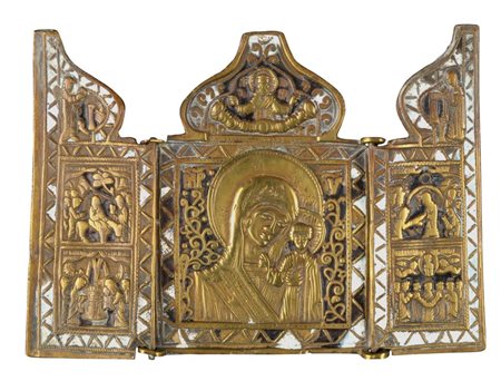  Trittico da viaggio raffigurante la Madonna di Kazan - XIX secolo