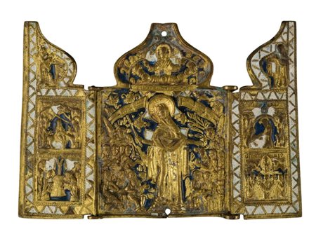  Trittico da viaggio raffigurante la Madre della Consolazione - XIX secolo 