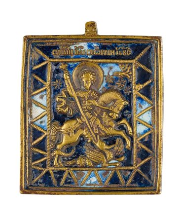  Icona da viaggio raffigurante San Giorgio - XIX secolo 