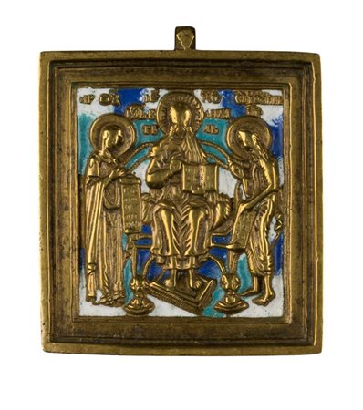  Piccola icona da viaggio raffigurante la Deesis - XIX secolo 