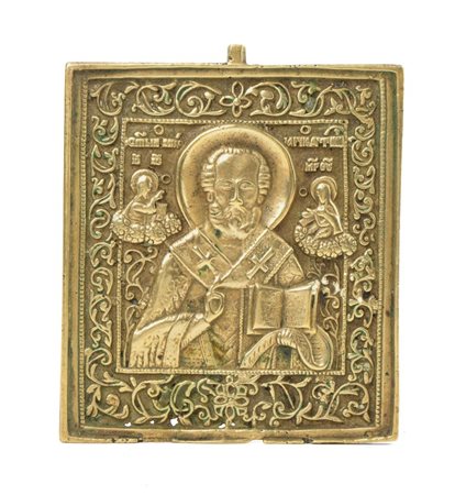  Icona da viaggio raffigurante San Nicola di Mira  - XIX secolo 