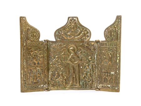  Trittico da viaggio raffigurante la Madre della Consolazione - XIX secolo 